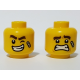 LEGO férfi fej kétarcú sebhelyes mosolygó/ijedt arc mintával, sárga (56174)
